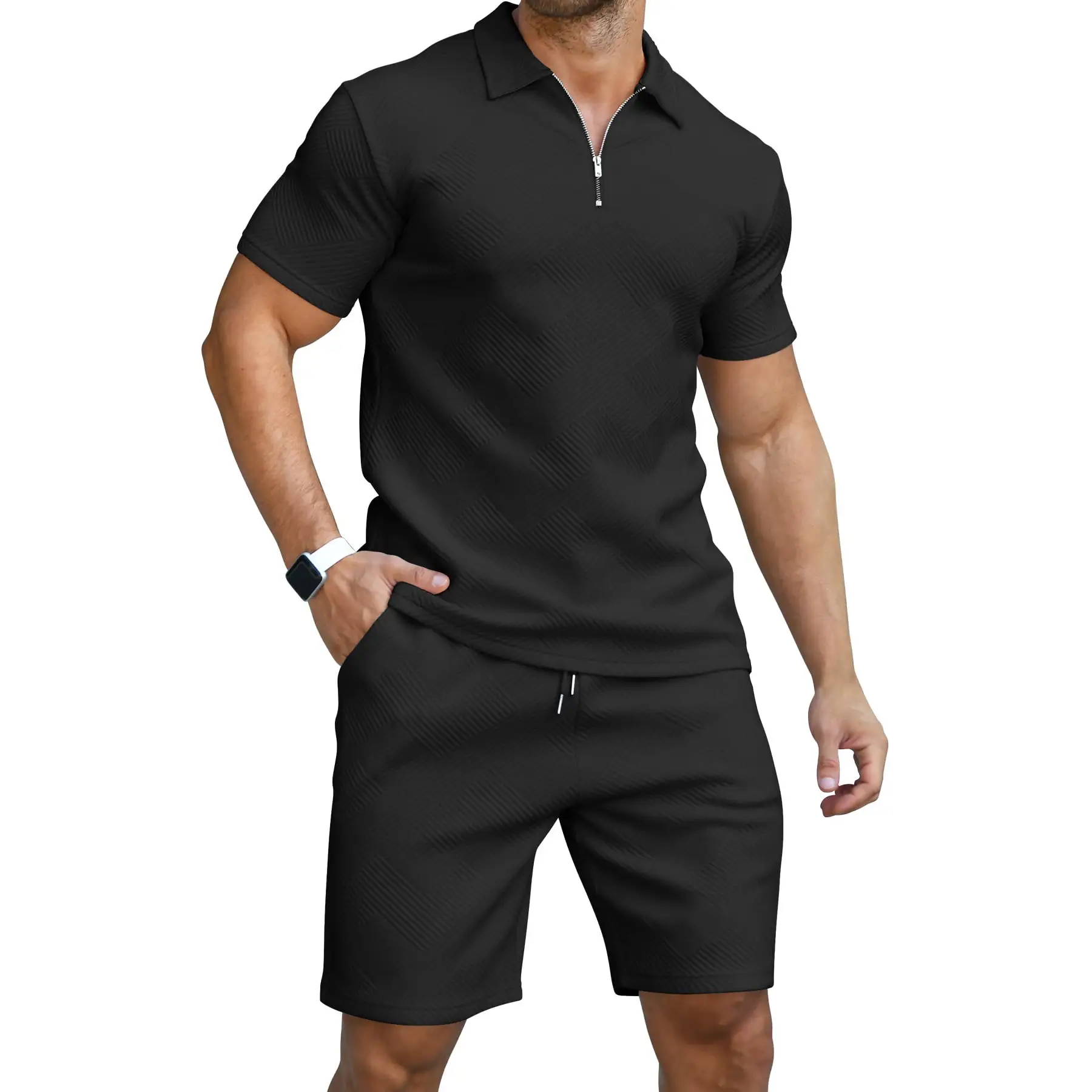 6 PACK-Men's Polo Shirt and Shorts Set Summer Outfits Fashion Casual Short Sleeve Polo Suit for Men 2 Piece Shorts Tracksuit
