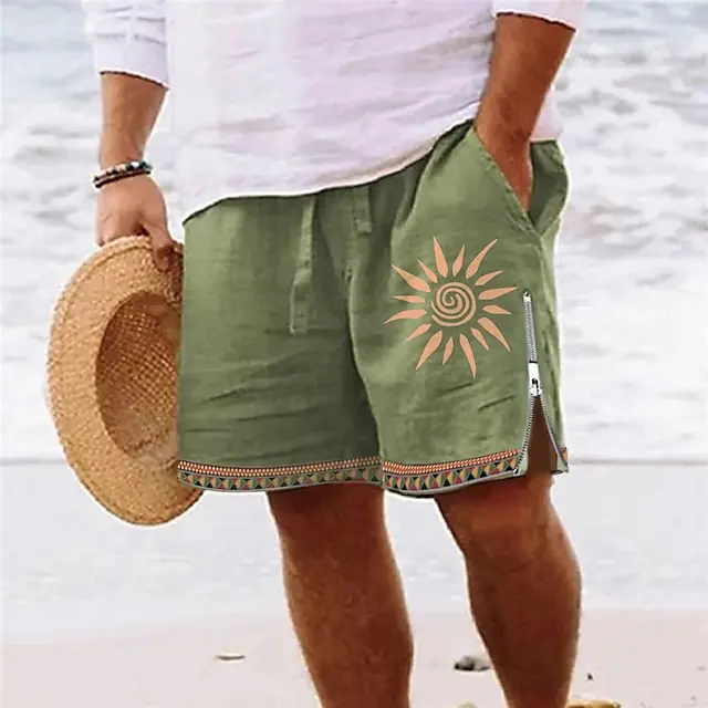 6 PACK-Men's Board Shorts Swim Shorts Swim Trunks Zipper Pocket Elastic Waist Sun Graphic Prints Comfort Breathable Short Casual Daily Holiday Streetwear Hawaiian Light Green Blue Micro-elastic
