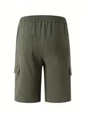 6 Pack-Men's Multi-pocket Linen Cargo Shorts - Comfort Fit with Adjustable Drawstring Waist, Versatile For Outdoor Adventures & Everyday Wear