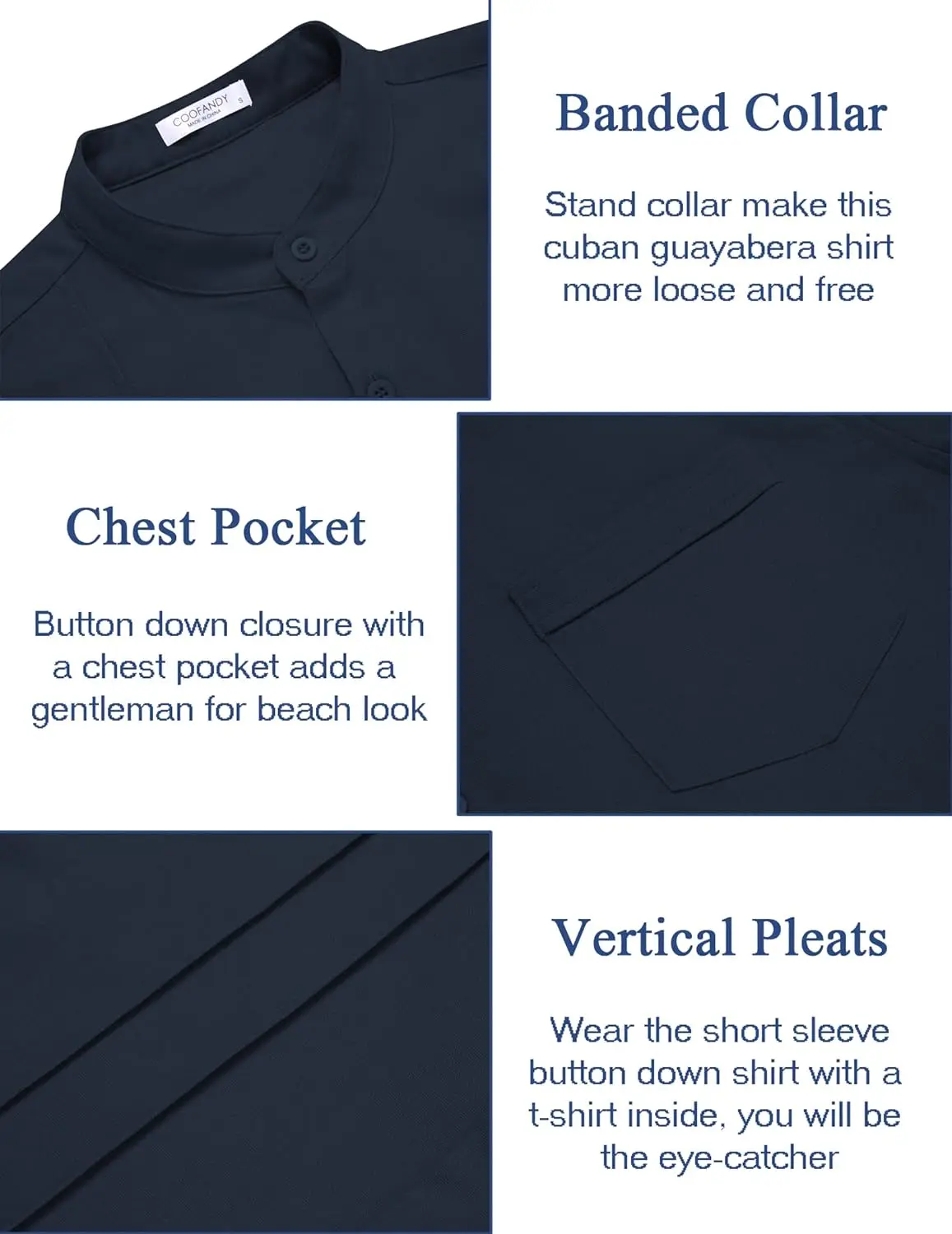 9 Pack-Men's Cuban Guayabera Shirt Cotton Linen Short Sleeve Button Down Shirts Casual Band Collar Summer Shirt