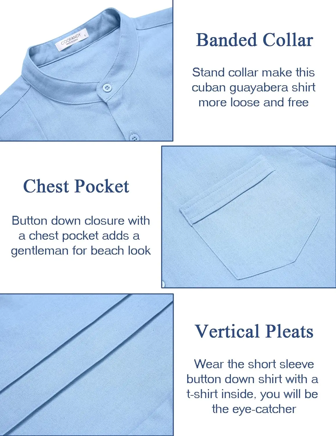 9 Pack-Men's Cuban Guayabera Shirt Cotton Linen Short Sleeve Button Down Shirts Casual Band Collar Summer Shirt