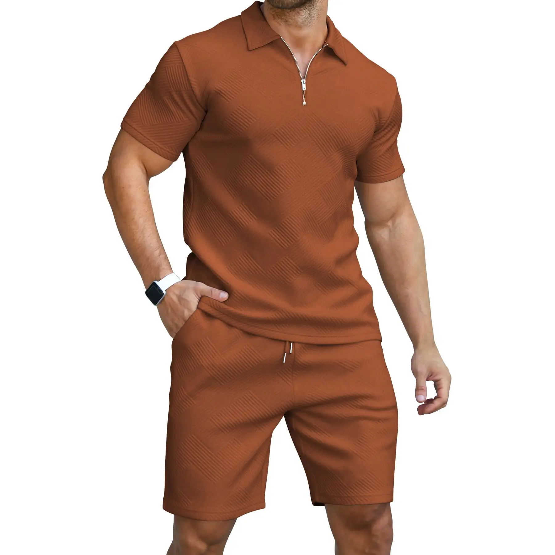 6 PACK-Men's Polo Shirt and Shorts Set Summer Outfits Fashion Casual Short Sleeve Polo Suit for Men 2 Piece Shorts Tracksuit