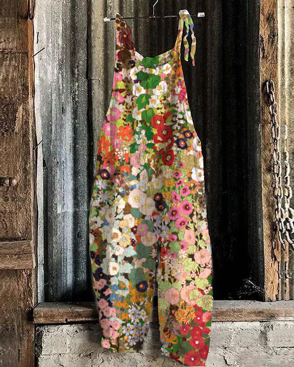 Women's Floral Print Loose Casual Jumpsuit 7e8d