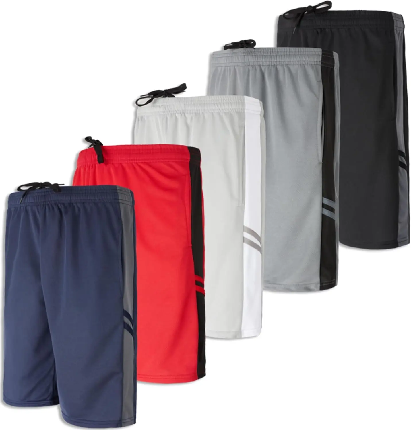 5 Pack-Men's Mesh Athletic Basketball Shorts Quick Dry Activewear with Pockets