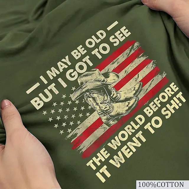 6 PACK-I May Be Old Men's Graphic Cotton T Shirt Sports Classic Shirt Short Sleeve Comfortable Tee Sports Outdoor Holiday Summer Fashion Designer Clothing