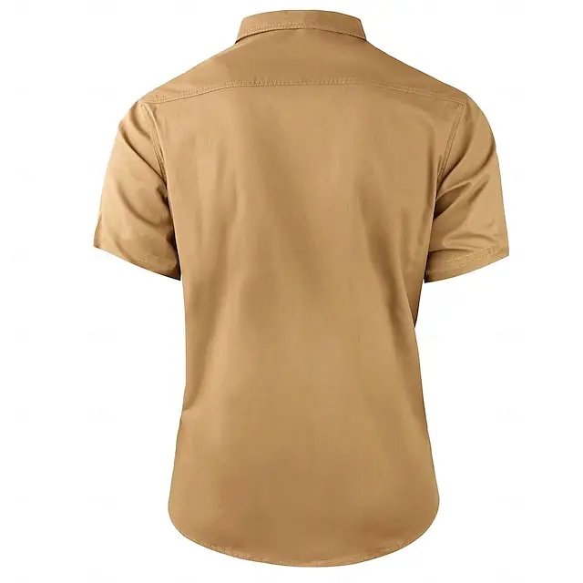 4 PACK-Cow Print Casual Men's Work Shirt Cargo Shirt Sports & Outdoor Camping & Hiking Going out Summer Spring Fold-over Collar Short Sleeve Army Green, Khaki, Dark Blue S, M, L 100% Cotton Shirt