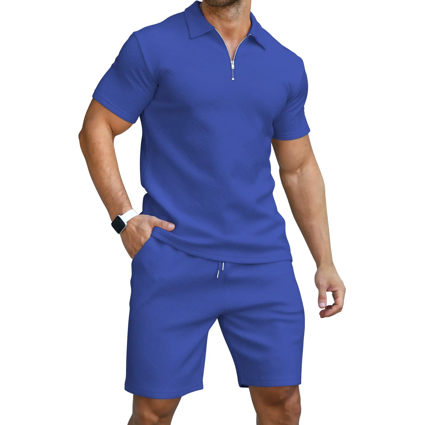 6 PACK-Men's Polo Shirt and Shorts Set Summer Outfits Fashion Casual Short Sleeve Polo Suit for Men 2 Piece Shorts Tracksuit
