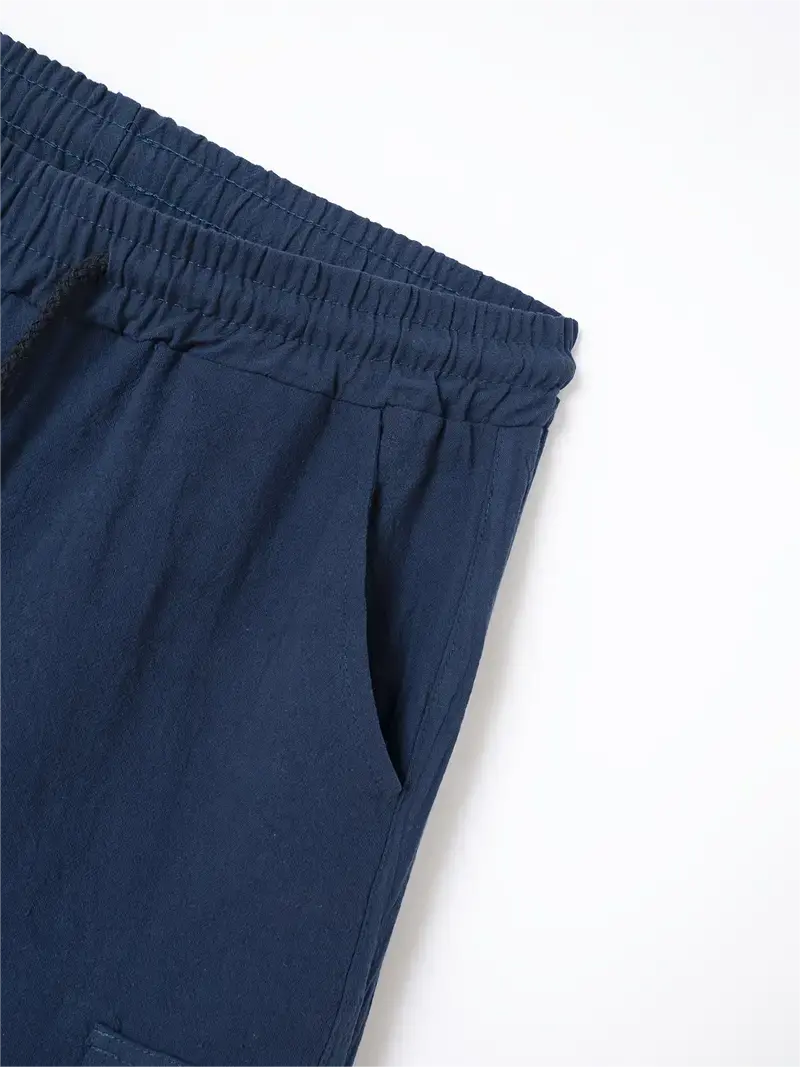 6 Pack-Men's Multi-pocket Linen Cargo Shorts - Comfort Fit with Adjustable Drawstring Waist, Versatile For Outdoor Adventures & Everyday Wear