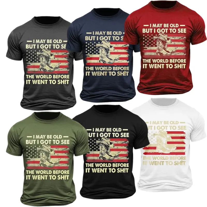 6 PACK-I May Be Old Men's Graphic Cotton T Shirt Sports Classic Shirt Short Sleeve Comfortable Tee Sports Outdoor Holiday Summer Fashion Designer Clothing