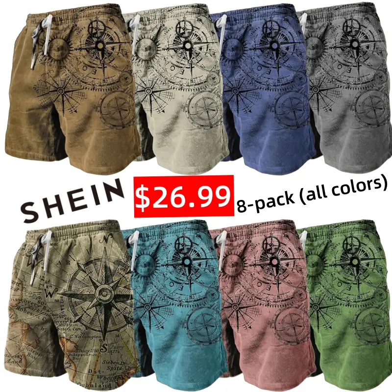 8 PACK-Men's Sweat Shorts Beach Shorts Terry Shorts Drawstring Elastic Waist 3D Print Graphic Prints Breathable Soft Short Daily Holiday Streetwear Cotton Blend Casual Athleisure Light Green Pink