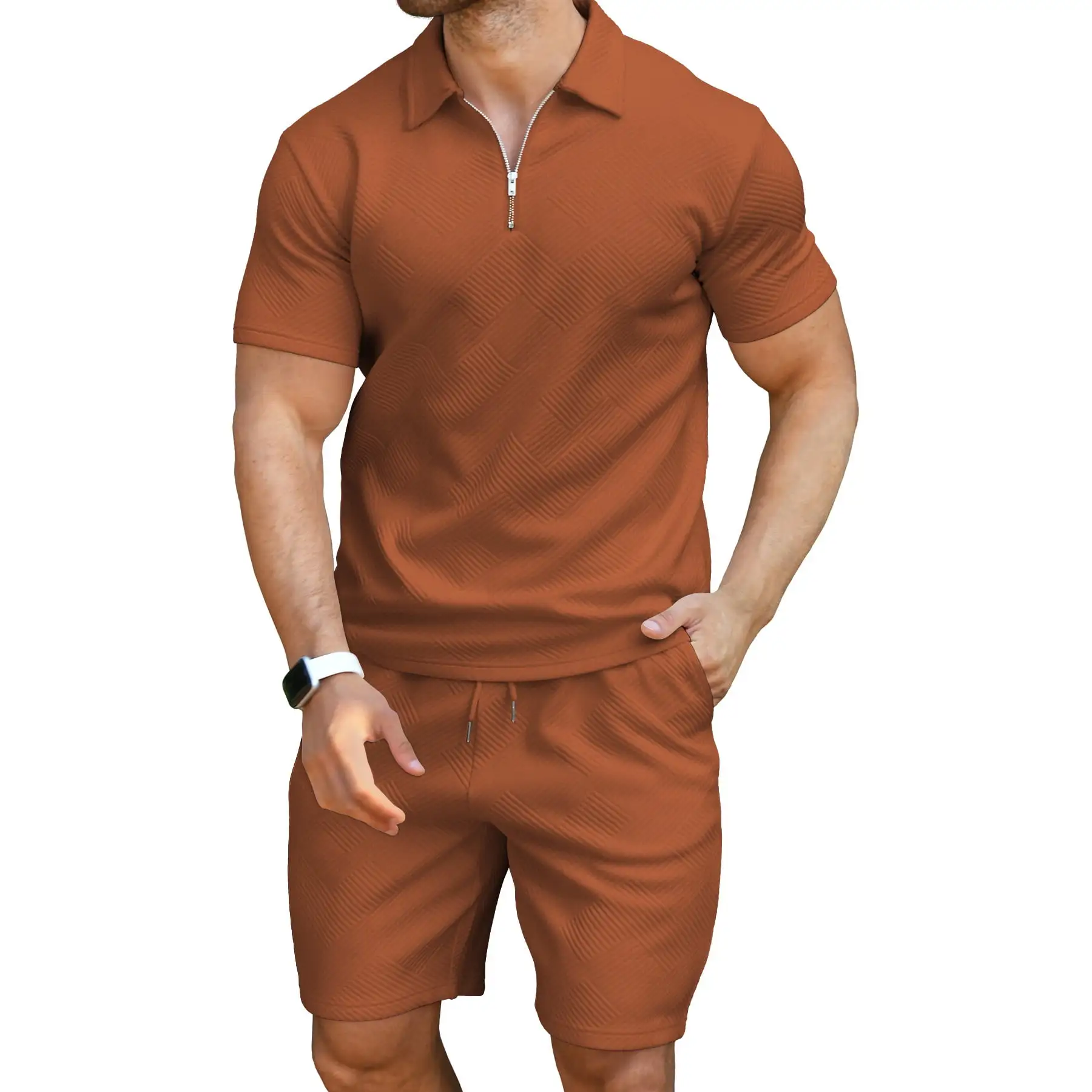 6 PACK-Men's Polo Shirt and Shorts Set Summer Outfits Fashion Casual Short Sleeve Polo Suit for Men 2 Piece Shorts Tracksuit