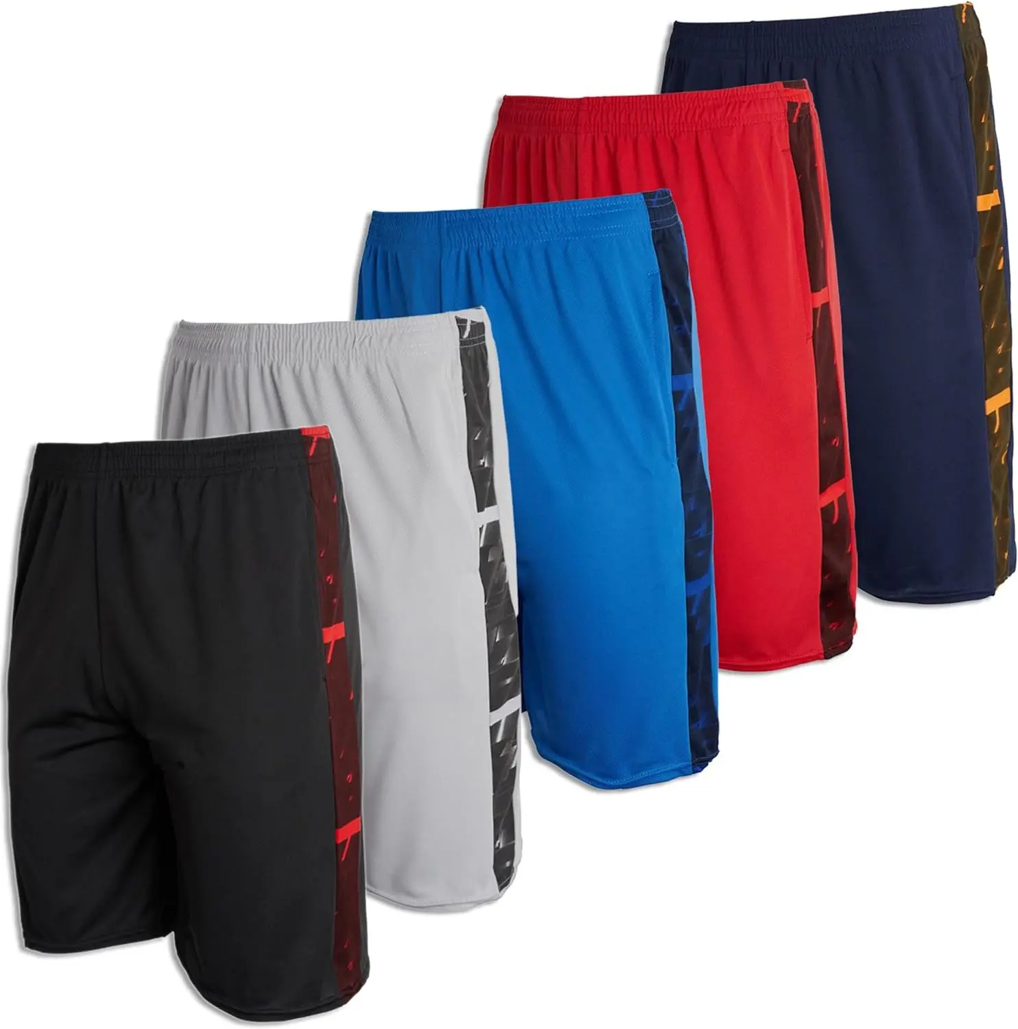 5 Pack-Men's Mesh Athletic Basketball Shorts Quick Dry Activewear with Pockets