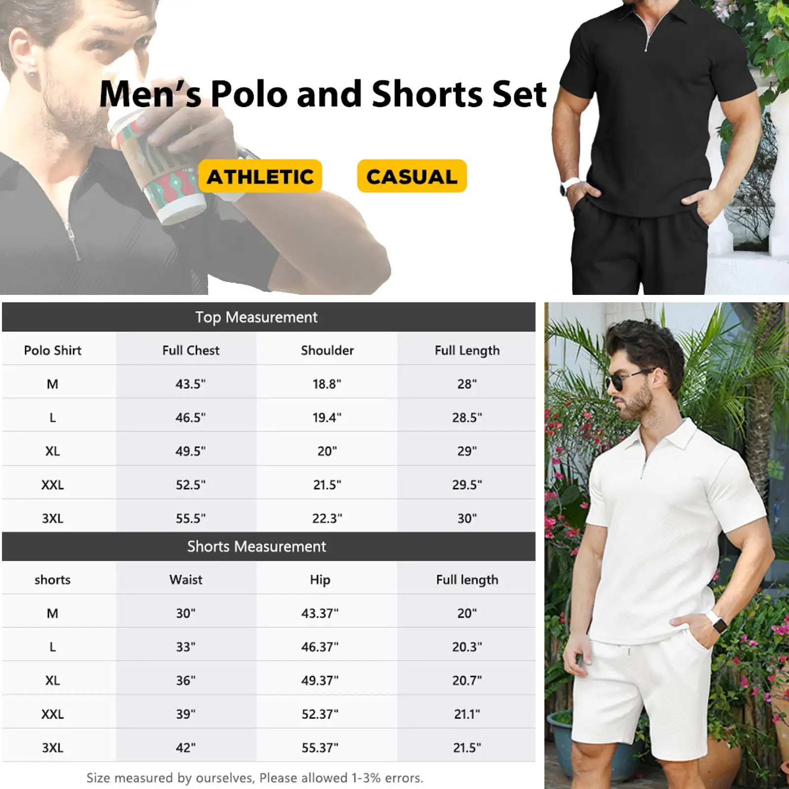 6 PACK-Men's Polo Shirt and Shorts Set Summer Outfits Fashion Casual Short Sleeve Polo Suit for Men 2 Piece Shorts Tracksuit