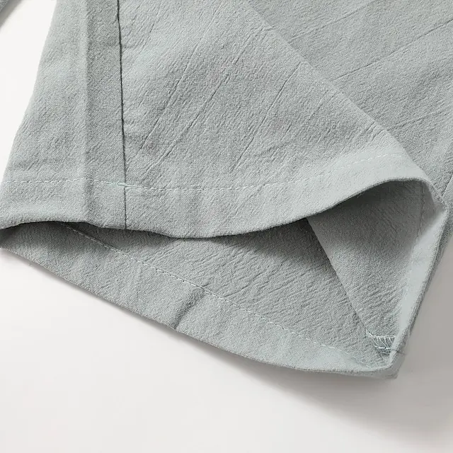 10 PACK-Men's Linen Pants Trousers Beach Pants Pocket Drawstring Elastic Waistband Plain Comfort Breathable Daily Stylish Hip Hop Light Khaki Black Micro-elastic