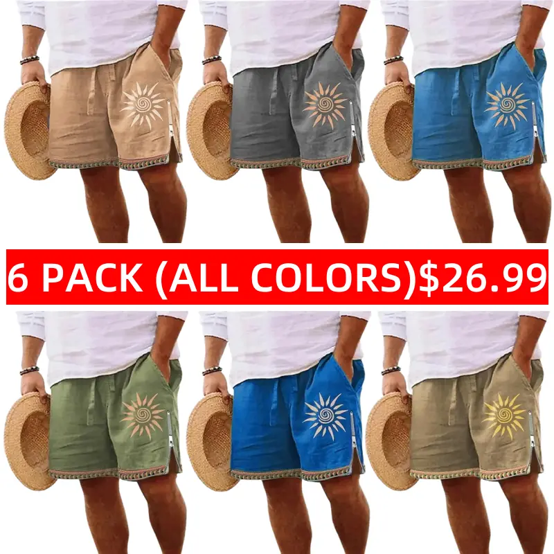 6 PACK-Men's Board Shorts Swim Shorts Swim Trunks Zipper Pocket Elastic Waist Sun Graphic Prints Comfort Breathable Short Casual Daily Holiday Streetwear Hawaiian Light Green Blue Micro-elastic