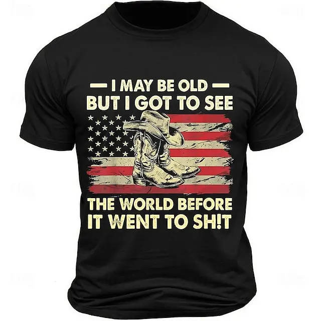 6 PACK-I May Be Old Men's Graphic Cotton T Shirt Sports Classic Shirt Short Sleeve Comfortable Tee Sports Outdoor Holiday Summer Fashion Designer Clothing