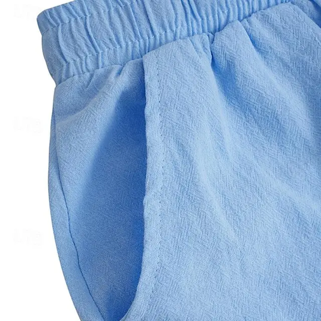 6 PACK-Men's Shorts Linen Shorts Summer Shorts Pocket Drawstring Elastic Waist Plain Comfort Breathable Short Casual Daily Holiday Fashion Classic Style Black White