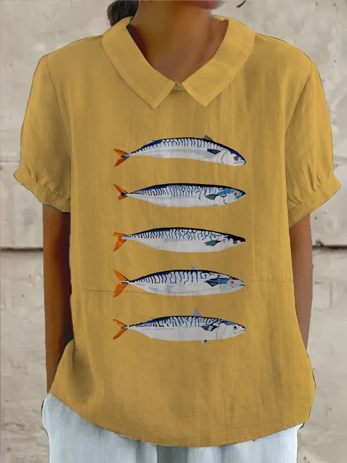 Women's Sardine Print Print Casual Tops 98d5