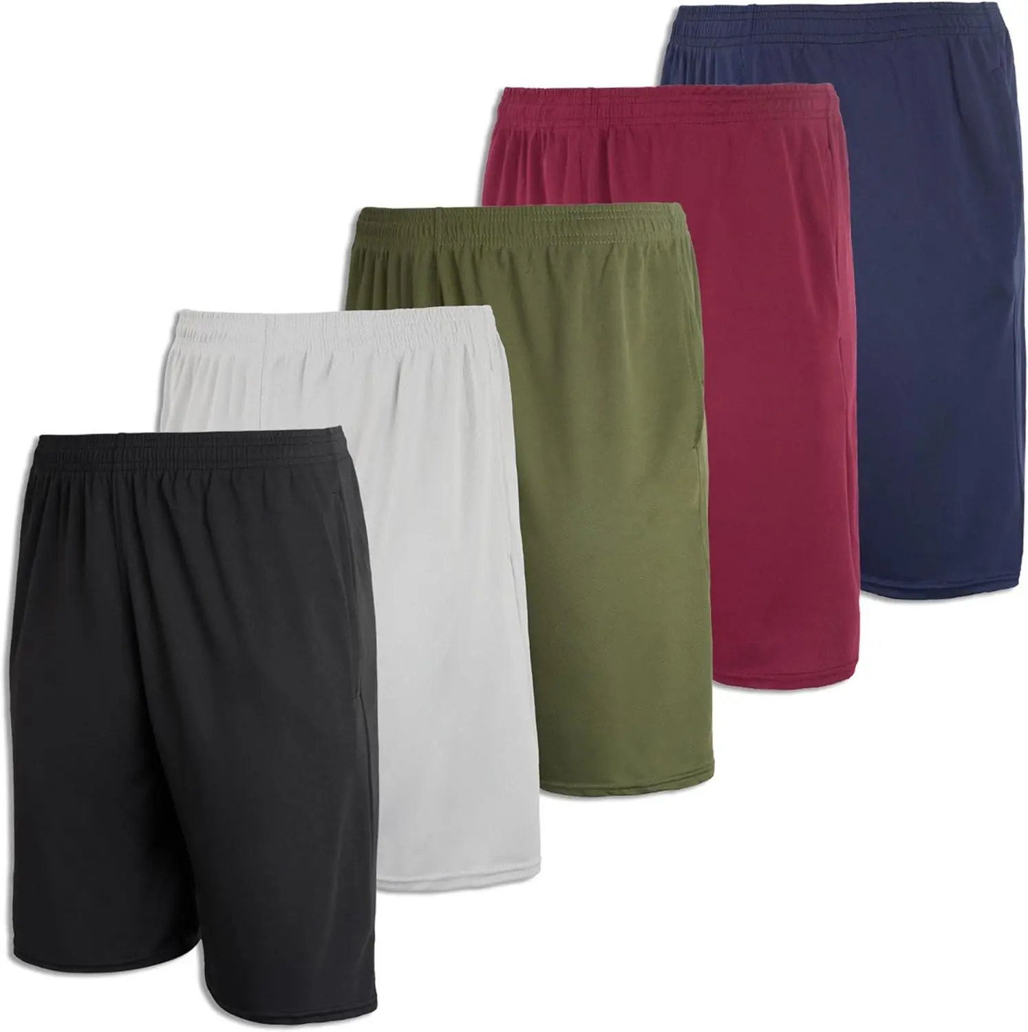 5 Pack-Men's Mesh Athletic Basketball Shorts Quick Dry Activewear with Pockets