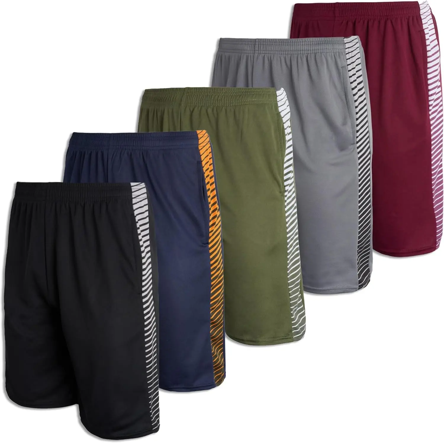 5 Pack-Men's Mesh Athletic Basketball Shorts Quick Dry Activewear with Pockets