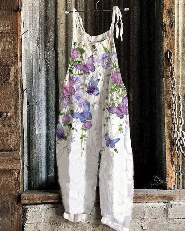 Fashion Butterfly Floral Print Loose Casual Jumpsuit c7f9
