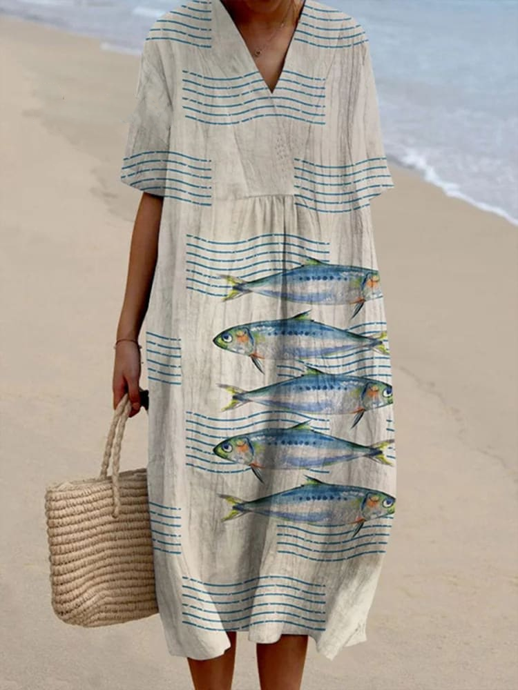 Women's Fish Art Print Casual Dress db4b