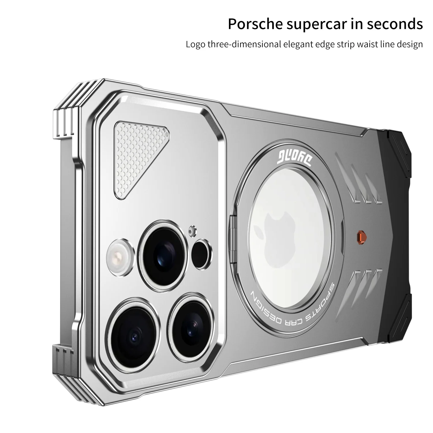 Armor King Supercar MagSafe Pivot Ring Stand Elastic Buckle Frameless Metal Case Cover