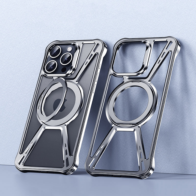 Armor King X Bracket MagSafe Pivot Ring Stand Air Cushion Metal Case Cover