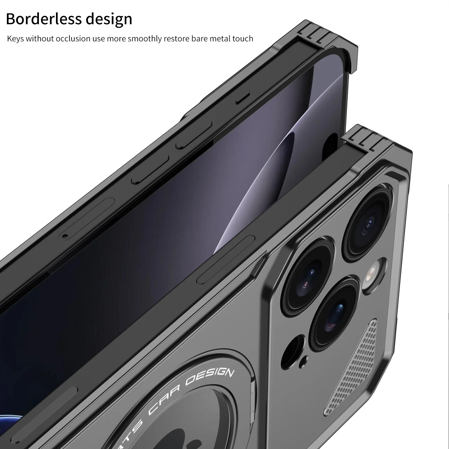 Armor King Supercar MagSafe Pivot Ring Stand Elastic Buckle Frameless Metal Case Cover