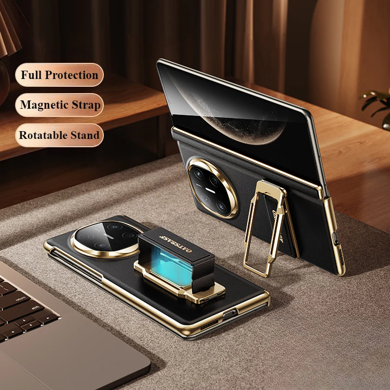 Oatsbasf 360° Rotatable Kickstand Strap Wristband Shockproof Leather Case Cover