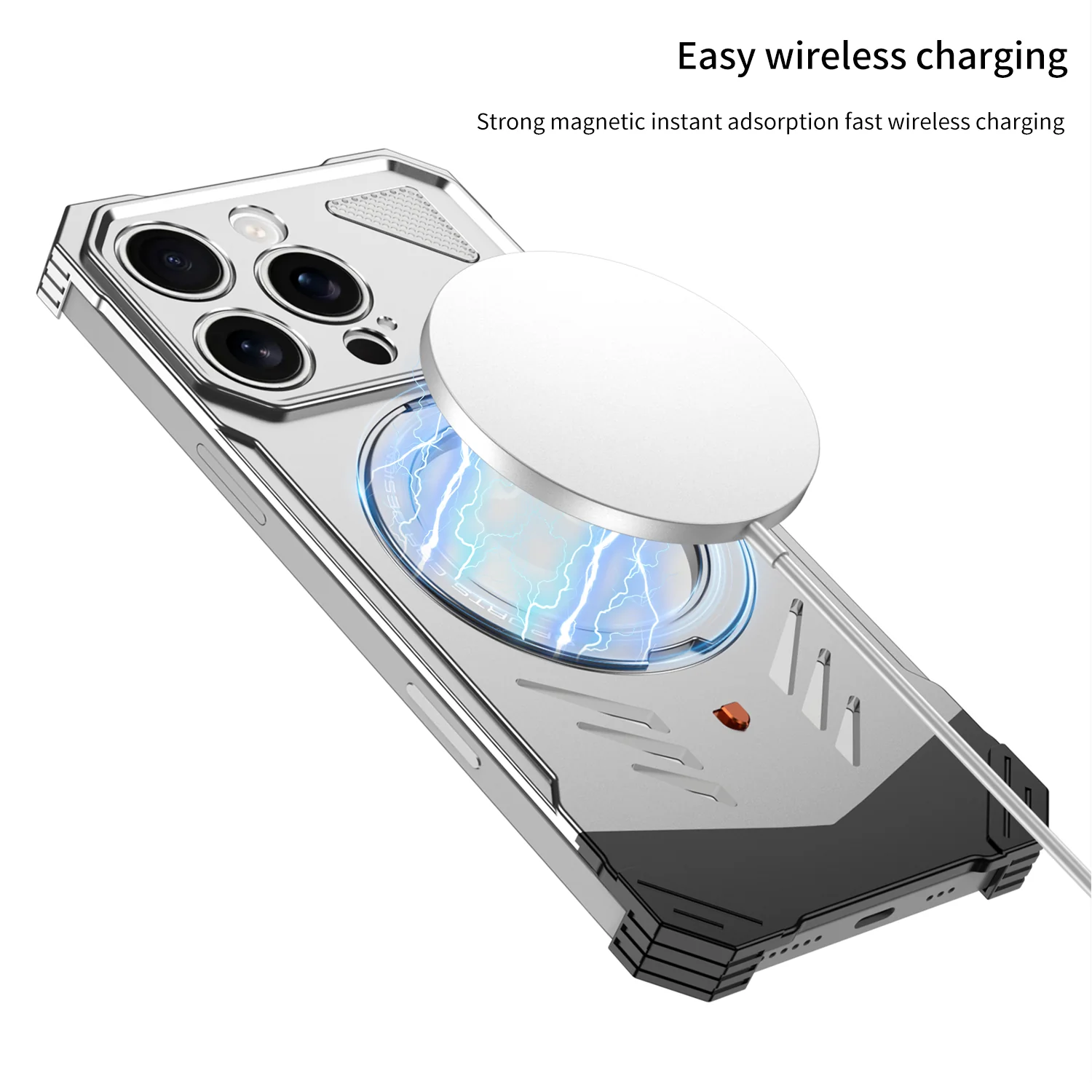 Armor King Supercar MagSafe Pivot Ring Stand Elastic Buckle Frameless Metal Case Cover