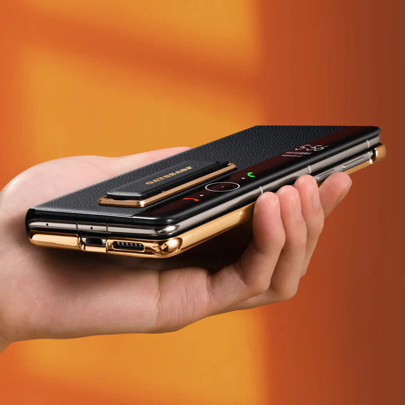 Oatsbasf 360° Rotatable Kickstand Strap Wristband Shockproof Leather Case Cover