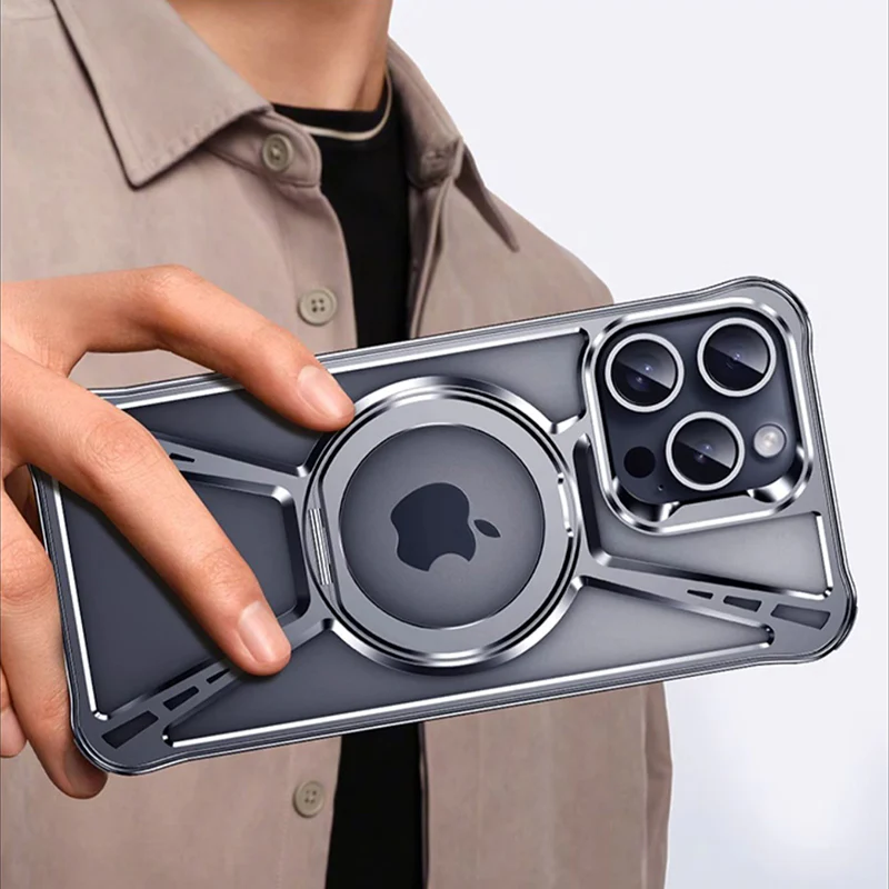 Armor King X Bracket MagSafe Pivot Ring Stand Air Cushion Metal Case Cover