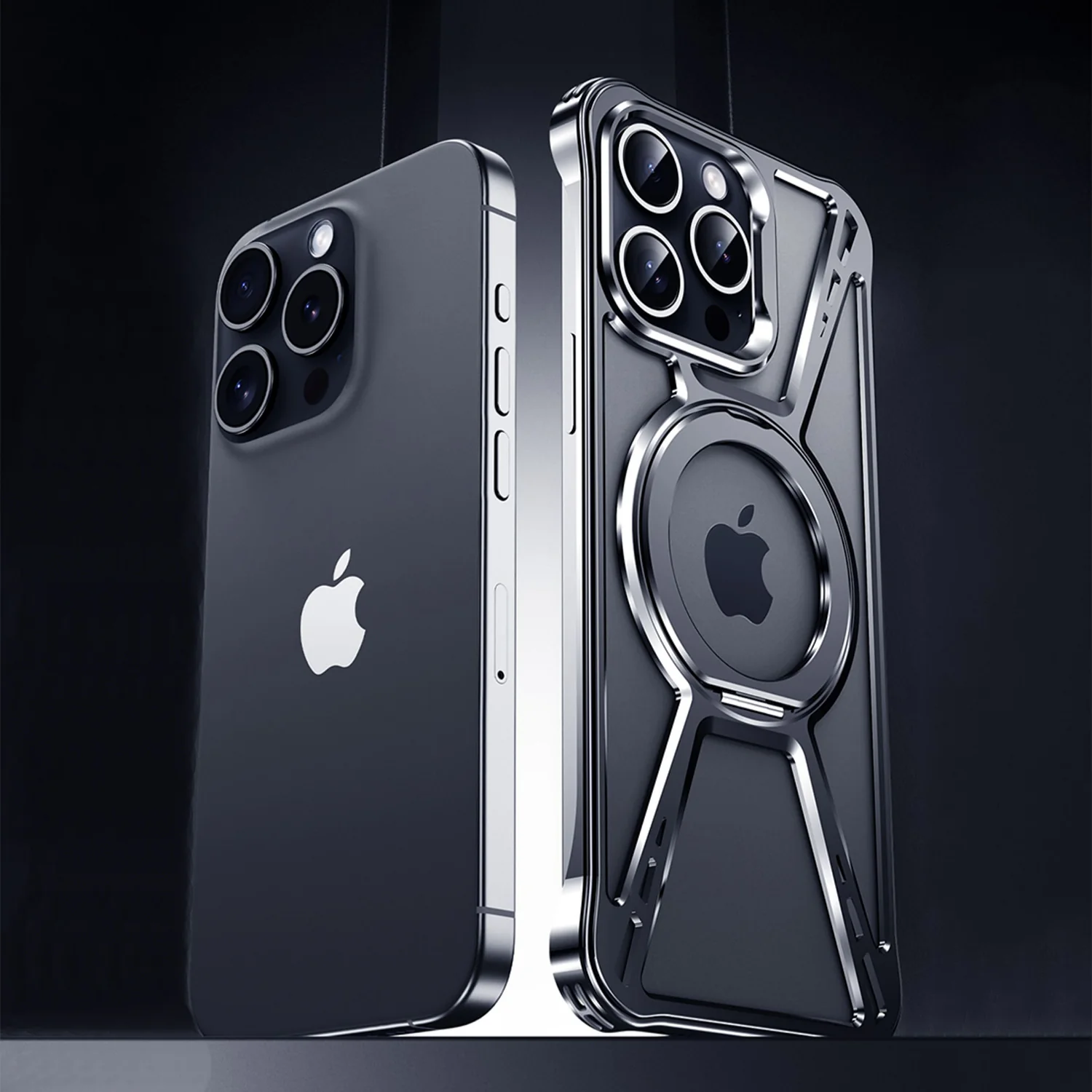 Armor King X Bracket MagSafe Pivot Ring Stand Air Cushion Metal Case Cover